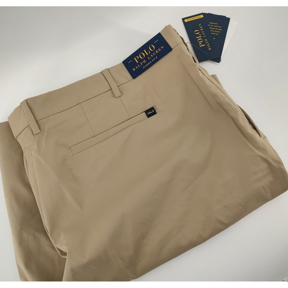 Polo Ralph Lauren Performance Shorts Mens 46 Khaki New Classic Fit 9 Inch Golf